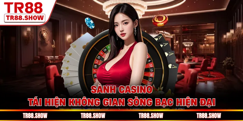 Sảnh casino tái hiện không gian sòng bạc hiện đại
